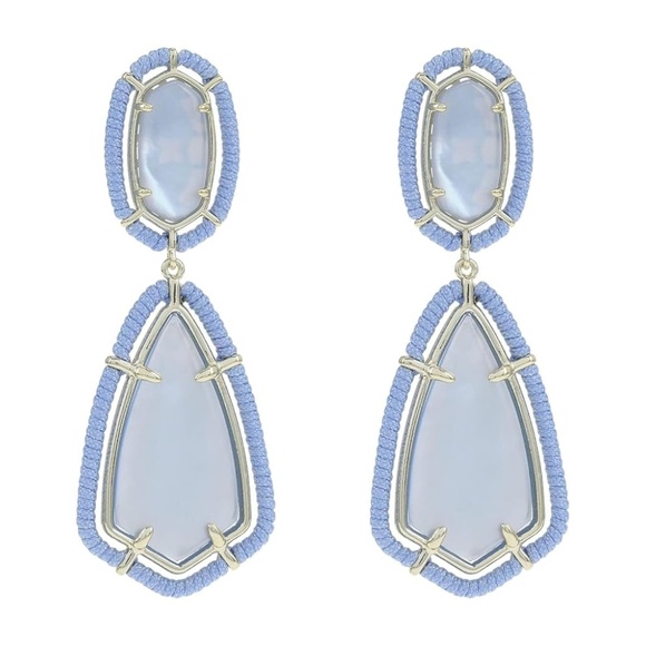 Kendra Scott Threaded Gold Camry Earrings in Periwinkle Blue. Statement - Picture 1 of 5